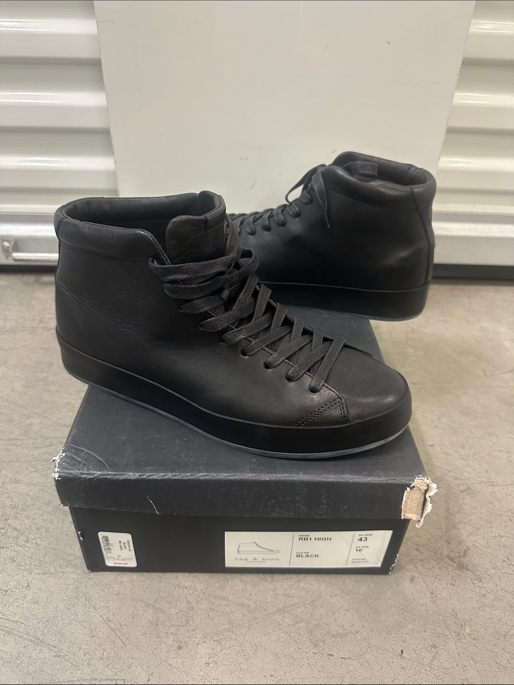 rag & bone Black High-Top Leather Sneakers